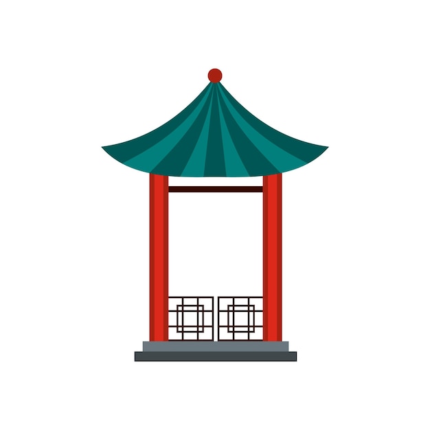 Икона японского павильона лотоса в плоском стиле изолирована на белом фоне