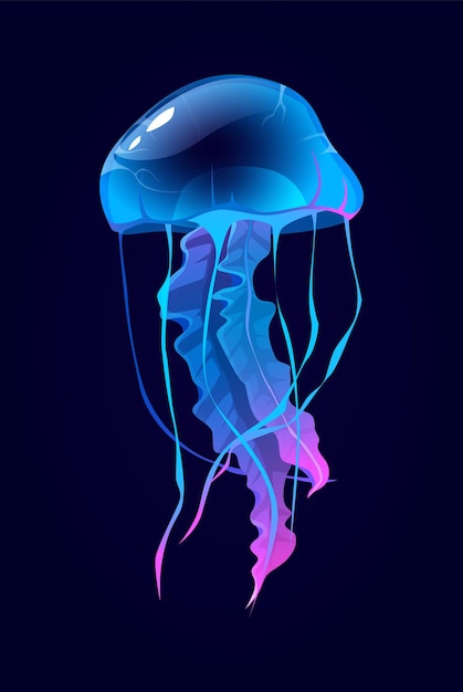 벡터 파란색 배경의 해파리.