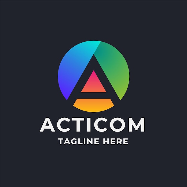 편지 다채로운 Acticom 로고