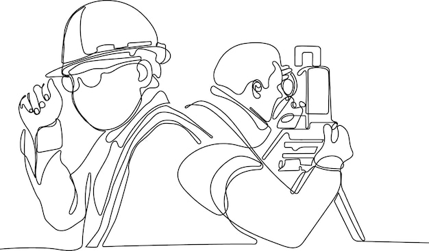 Штриховой рисунок солдата с камерой на голове.