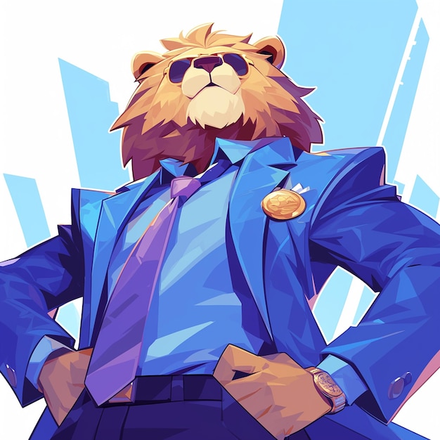 ベクトル 壮大なライオン・会計士の漫画スタイル