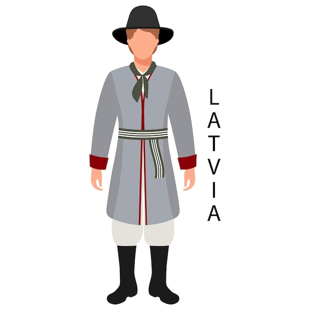 벡터 라트비아 민속 의상을 입은 남자 라트비아의 문화와 전통 일러스트레이션  ⁇ 터