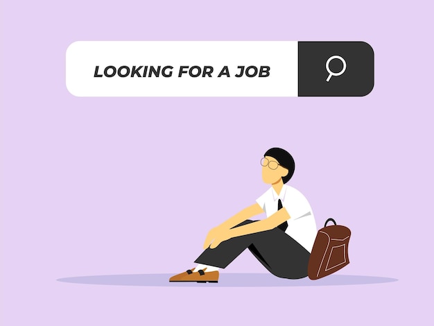 Мужчина сидит и ищет или ищет работу