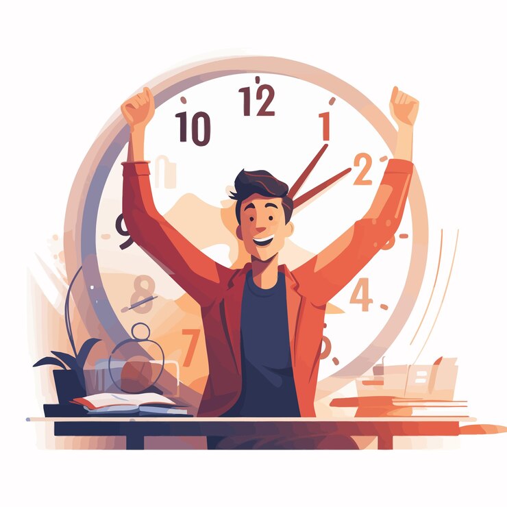 Vector a_man_wakes_up_from_an_alarm_clock_countdown_morning