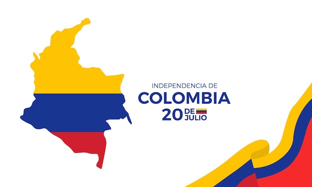 ベクトル 中央に旗のあるコロンビアの地図