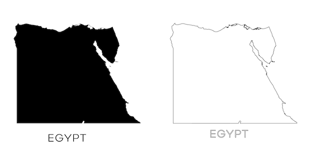 왼쪽에 이집트라는 단어가 있는 이집트와 이집트의 지도.