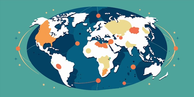 Вектор Карта мира с количеством точек на ней