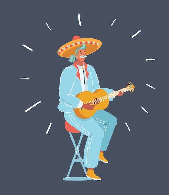 ギターを弾くメキシコ人男性