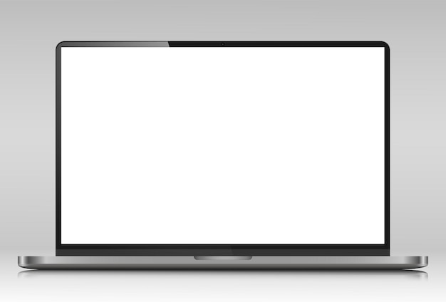 Макет ноутбука с серебристым корпусом и белым экраном