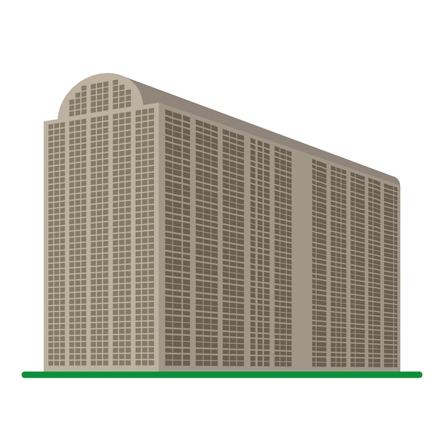 흰색 배경에 현대적인 고층 건물입니다. 바닥에서 본 건물의 모습입니다. 아이소메트릭 벡터 일러스트 레이 션.
