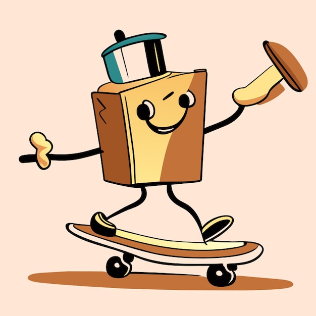 Вектор Кастрюля мока едет на скейтборде векторная иллюстрация мультфильм