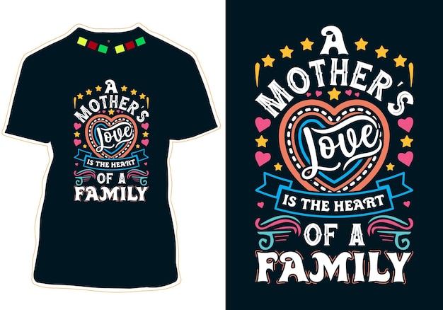 Вектор Материнская любовь - сердце семьи дизайн футболки на день матери