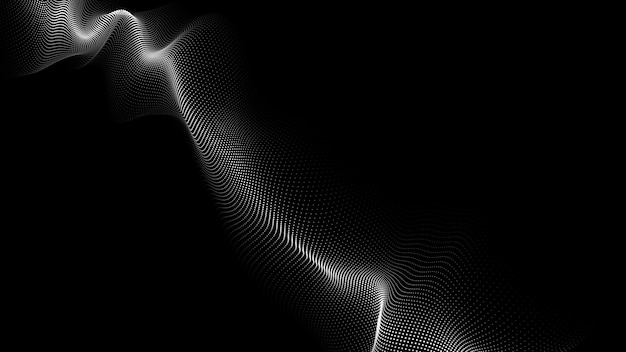Вектор Движущаяся цифровая 3d волна футуристический темный фон с динамическими белыми частицами концепция больших данных киберпространство векторная иллюстрация