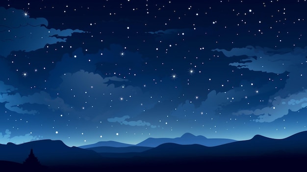 ベクトル 夜空に星と山がある