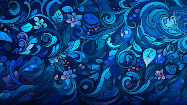 ベクトル 青い抽象的な花の絵画