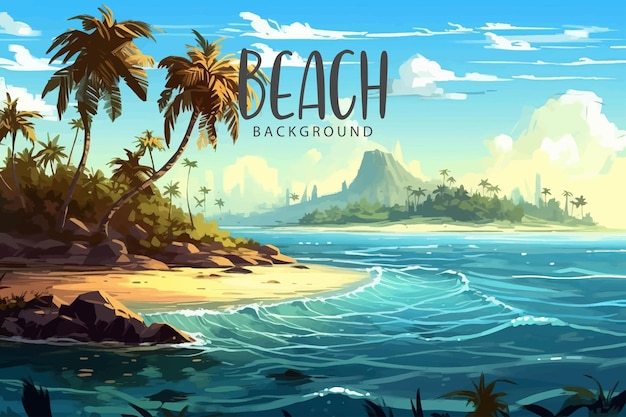 熱帯のビーチの背景の絵画