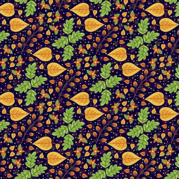 ベクトル 黒い背景のアナナスとオレンジのパターン