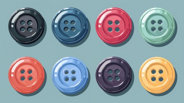 Вектор Изображение синей и красной кнопки с зеленой кнопкой