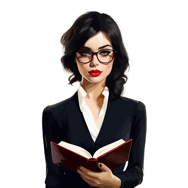 Vector a_picture_of_a_woman_with_glasses_and_a_book