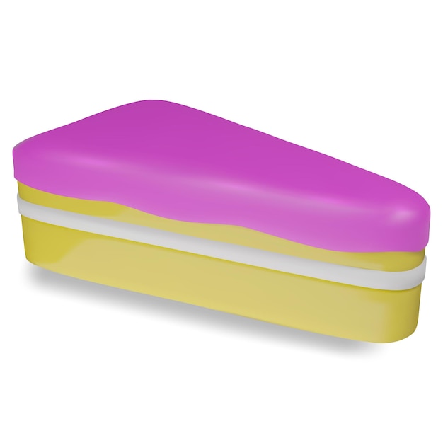 벡터 흰색 바탕에 분홍색 장식이 있는 케이크 한 조각
