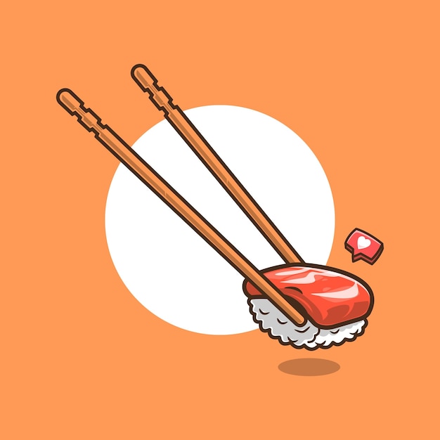 Кусок морепродуктов сашими с палочками для еды и напитков векторная иллюстрация