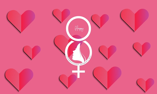 ベクトル ピンクの背景に女性と心に金星という言葉が描かれています。