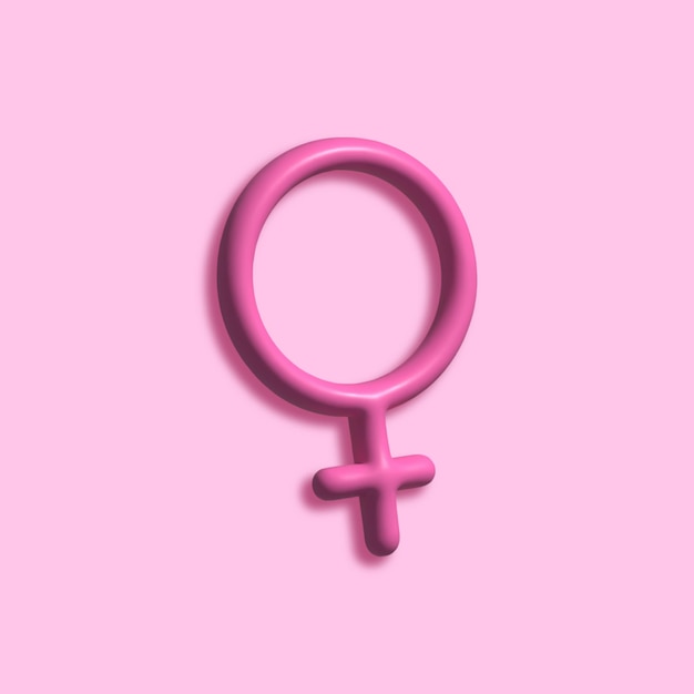 ベクトル ピンクの背景を持つピンクの女性のシンボル。