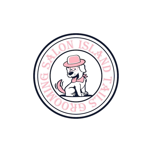 Вектор Розовая монограмма с собакой