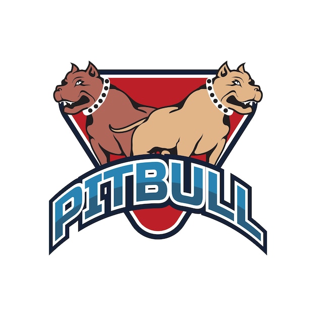Вектор Логотип талисмана pitbull dog со словом pitbull на нем