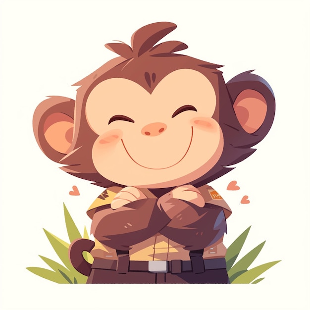 Вектор Игривая обезьяна-репортер в стиле мультфильма