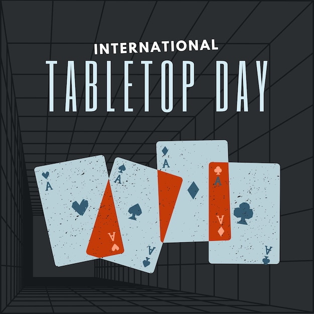 「国際テーブルトップデー」という言葉が書かれたテーブルトップデーのポスター