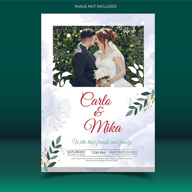 ベクトル 「カルロス＆ミカ」という文字が書かれた結婚式のポスター。