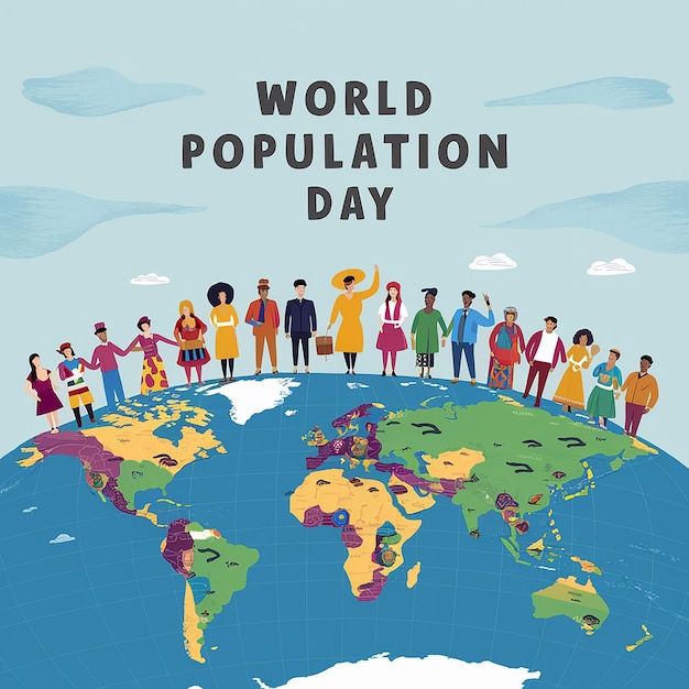 벡터 세계 인구를 말하는 세계의 포스터