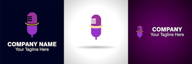 Фиолетовый микрофон и логотип подкаста