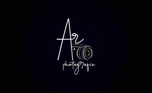 Ar photography typography signature logo для свадебной фотографии  абстрактный затвор камеры | Премиум векторы
