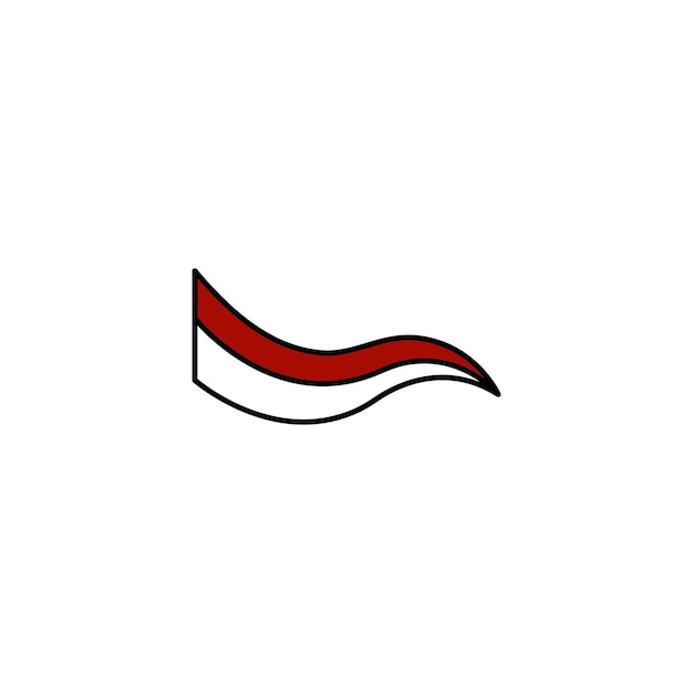 Вектор Красно-белый флаг со словом индонезия.