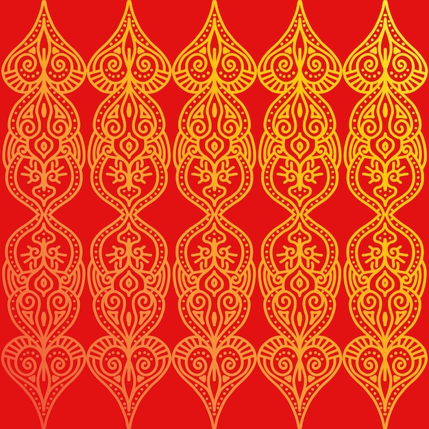 黄色と赤のパターンを持つ赤の背景。