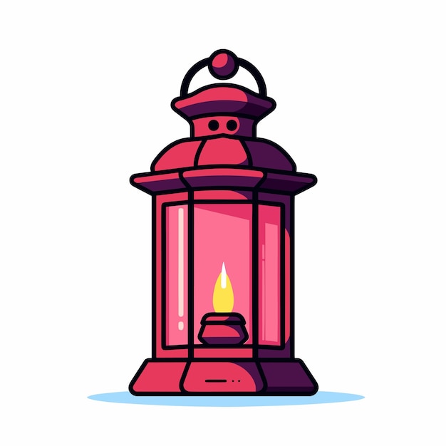 Вектор Красный фонарь со свечой, на которой написано «огонь».