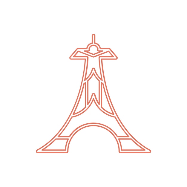 Красная линия искусства эйфелевой башни с символом эйфелевой башни.