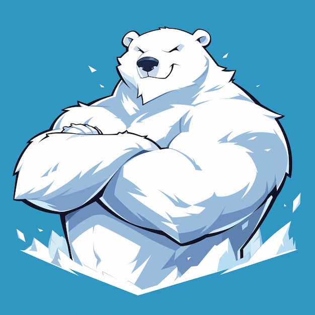 ベクトル a resilient polar bear software engineer cartoon style