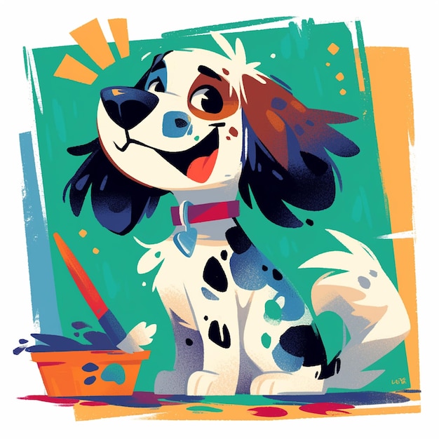 Вектор Ответственный художник собак в стиле мультфильмов
