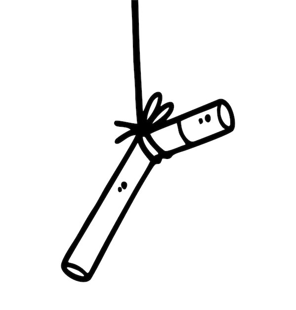 「ロープ」と書かれた棒が付いたロープ