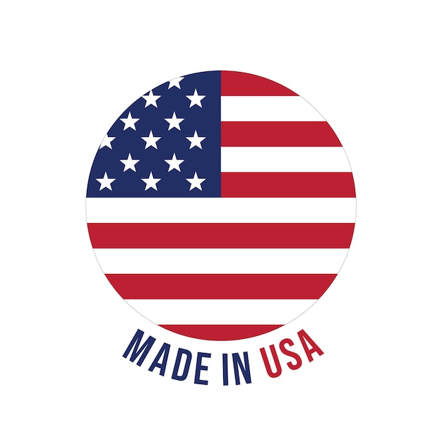 ベクトル アメリカの国旗と made in usa の文字が描かれた丸い円。