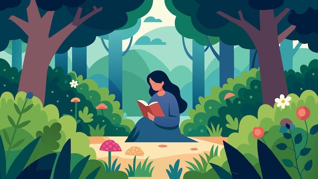 ベクトル 森の中の木や花で溢れた庭で聖書を読んでいる人が隠れていました - ライブドアニュース