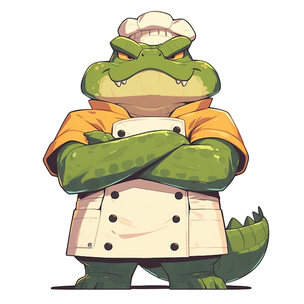 ベクトル a serious crocodile chef cartoon style