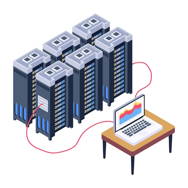 Вектор Значок серверной комнаты в изометрическом дизайне премиум скачать