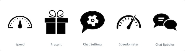 ベクトル 5 ビジネスアイコンのセット - チャット設定のスピードを表示する