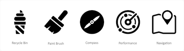 벡터 아이스크림과 같은 5 개의 비즈니스 아이콘 세트 페인트 브러시