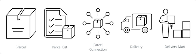 ベクトル 5 つのアイコンを組み合わせて パーセル リスト パーセルの接続