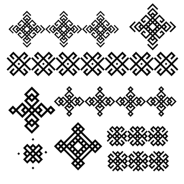 Вектор Набор черно-белых геометрических конструкций